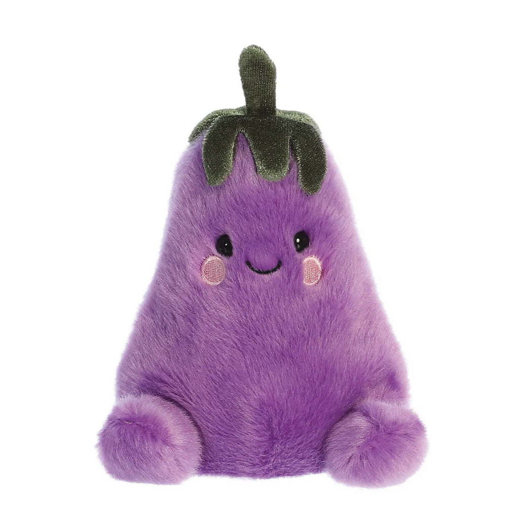 Palm Pals Aubrey Aubergine Soft Toy purple with cute smiling face