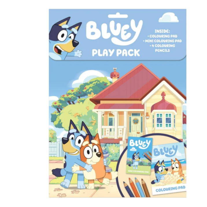 Bluey Colouring Sheets with pencils